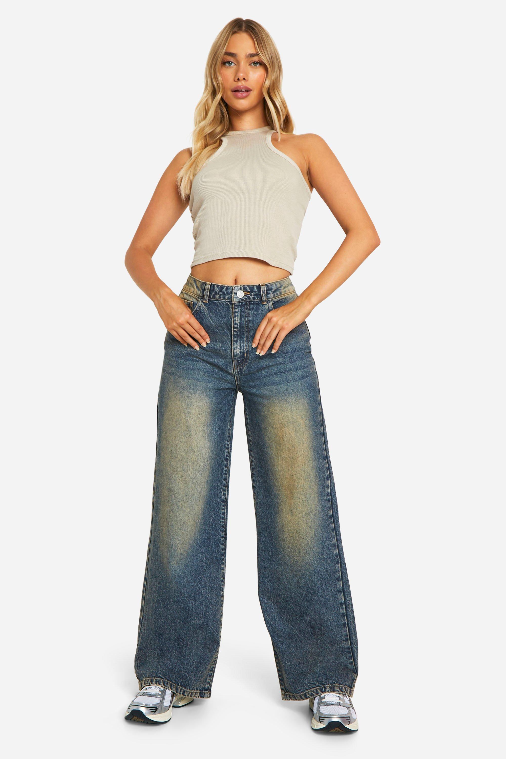 Jean large basique taille haute boohoo FR